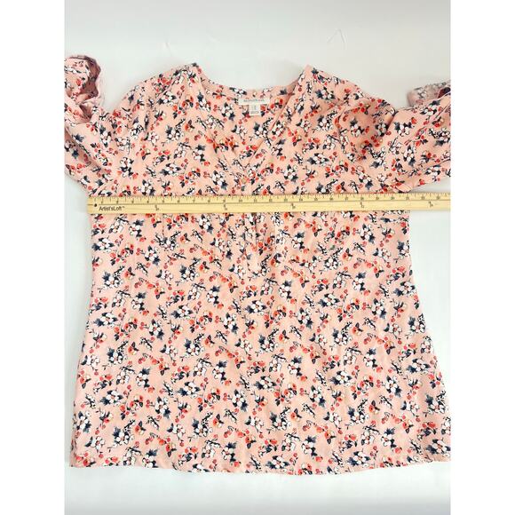 MOTHERHOOD FLORAL PATTERN V-NECK BUTTON DOWN TWO CHEST POCKETS MATERNITY BLOUSE - Picture 11 of 11